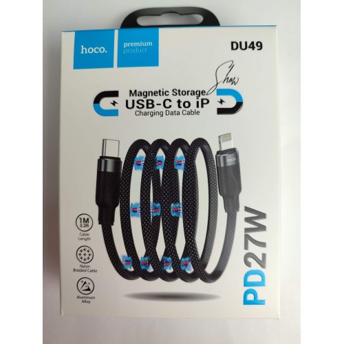 Кабель Lightning - Type-C HOCO DU49 (27W/1m/текстиль) черный