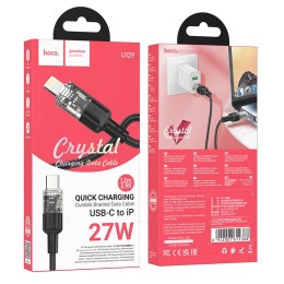 Кабель Lightning - Type-C HOCO U129 (27W/3A/1.2m/текстиль) черный