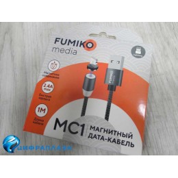 Кабель магнитный Lightning FUMIKO MC1 (2.4A/1m/текстиль) серый