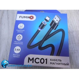 Кабель магнитный Type-C FUMIKO MC01 (2.4A/1m/текстиль) черный
