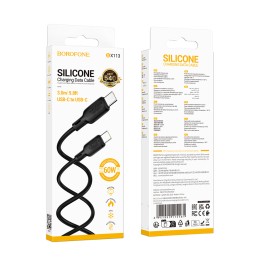 Кабель Type-C - Type-C BOROFONE BX113 (60W/3А/3m/силиконовый) черный