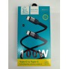 Кабель Type-C - Type-C DENMEN D59C (100W/1m/текстиль) черный