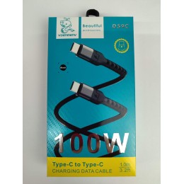 Кабель Type-C - Type-C DENMEN D59C (100W/1m/текстиль) черный