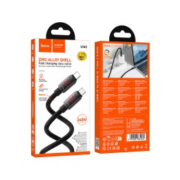 Кабель Type-C - Type-C HOCO U143 (240W/3А/1.2m/силиконовый/кабель 6 мм) черный