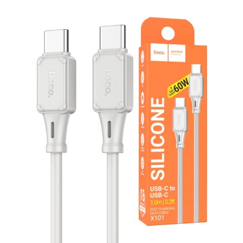 Кабель Type-C - Type-C HOCO X101 (60W/3A/1m/силиконовый) серый