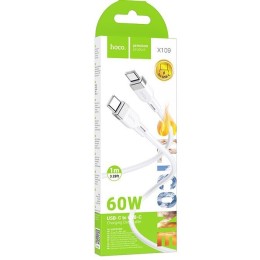 Кабель Type-C - Type-C HOCO X109 (60W/3А/1m/силиконовый) белый