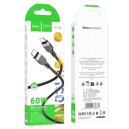 Кабель Type-C - Type-C HOCO X109 (60W/3А/3m/силиконовый) черный