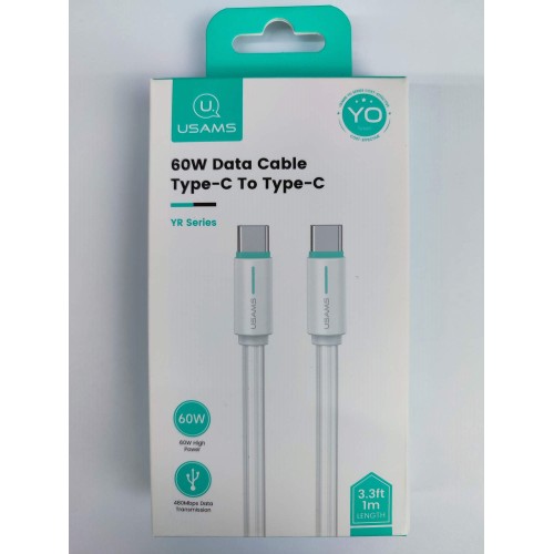 Кабель Type-C - Type-C USAMS SJ734 (60W/1m) белый