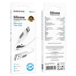 Кабель USB - Lightning BOROFONE BX114 (2.4A/1m/силиконовый) белый
