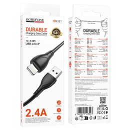Кабель USB - Lightning BOROFONE BX121 (2.4A/1m) черный