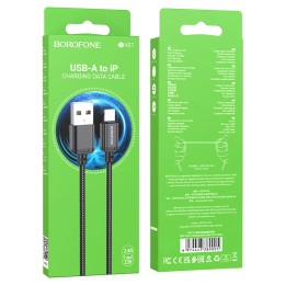 Кабель USB - Lightning BOROFONE BX87 (2.4A/1m/текстиль) черный