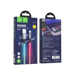 Кабель USB - Lightning HOCO U112 (2.4A/1m/светящийся) серый