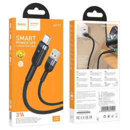 Кабель USB - Lightning HOCO U117 (3A/1.2m/текстиль) черный