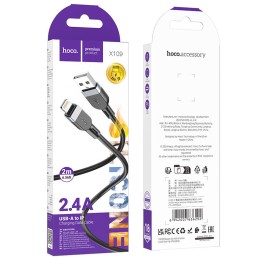 Кабель USB - Lightning HOCO X109 (2.4A/2m/силиконовый) черный
