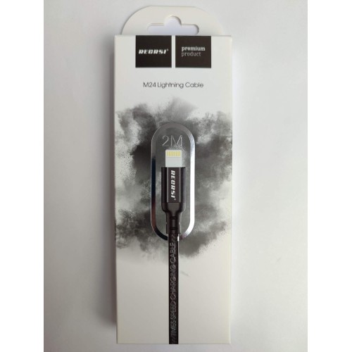 Кабель USB - Lightning RECRSI M24 (2m/текстиль) черный
