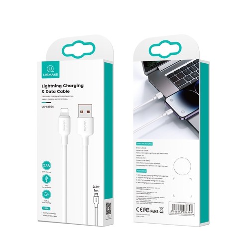 Кабель USB - Lightning USAMS SJ606 U84 (2.4A/3m) белый