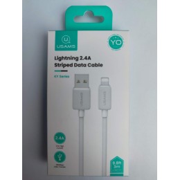 Кабель USB - Lightning USAMS SJ699 (2.4A/3m) белый
