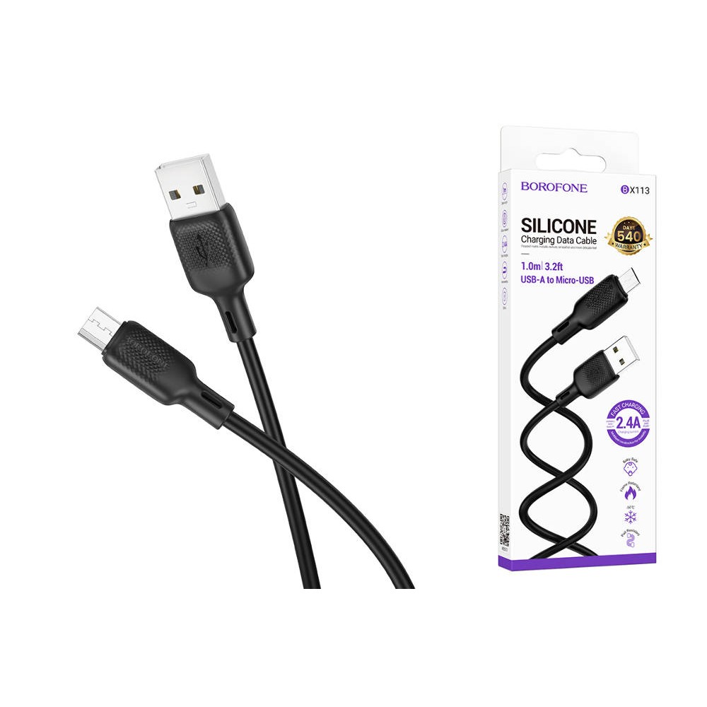 Кабель USB - Micro USB BOROFONE BX113 (2.4A/1m) черный