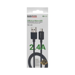 Кабель USB - Micro USB BOROFONE BX120 (2.4A/1m/текстиль) черный