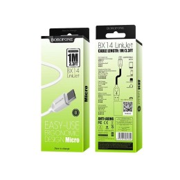 Кабель USB - Micro USB BOROFONE BX14 (2.4A/1m) белый