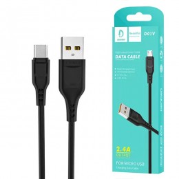 Кабель USB - Micro USB DENMEN D01V (2.4A/1m) черный