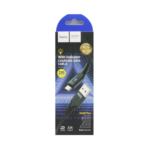 Кабель USB - Micro USB HOCO DU08 Plus (2.4A/2m/текстиль) черный