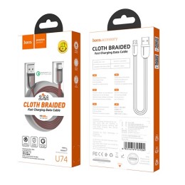 Кабель USB - Micro USB HOCO U74 (2.4A/1.2m/текстиль) красный