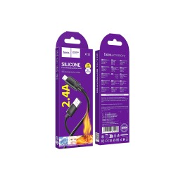 Кабель USB - Micro USB HOCO X122 (2.4A/1m/силиконовый) черный