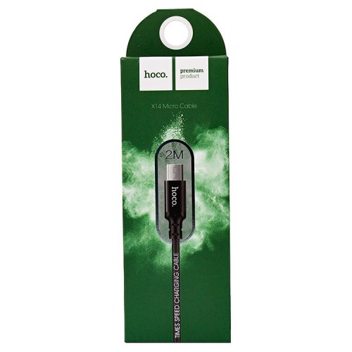 Кабель USB - Micro USB HOCO X14 (2.4А/2m/текстиль) черный