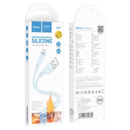 Кабель USB - Micro USB HOCO X97 (2.4A/1m/силиконовый) голубой