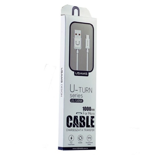 Кабель USB - Micro USB USAMS SJ098 U Turn Series (2.1A/1m) белый