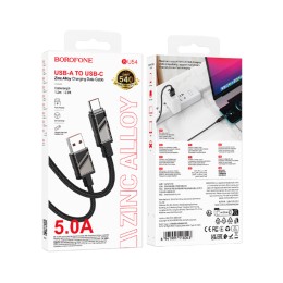 Кабель USB - Type-C BOROFONE BU54 (5A/1.2m/текстиль) черный