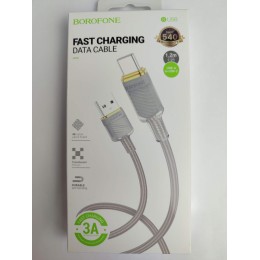 Кабель USB - Type-C BOROFONE BU56 (3A/1.2m/текстиль) серый