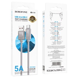 Кабель USB - Type-C BOROFONE BX109 (5A/1m) серый