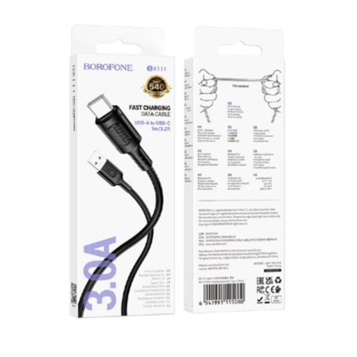 Кабель USB - Type-C BOROFONE BX111 (3A/1m) черный