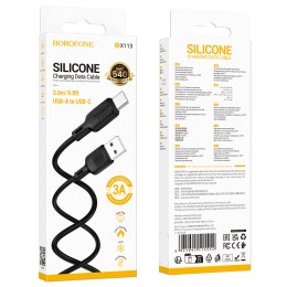 Кабель USB - Type-C BOROFONE BX113 (3A/3m/силиконовый) черный