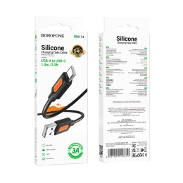 Кабель USB - Type-C BOROFONE BX114 (3A/1m/силиконовый) черный