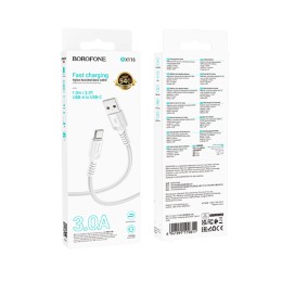 Кабель USB - Type-C BOROFONE BX116 (3A/1m/текстиль) белый