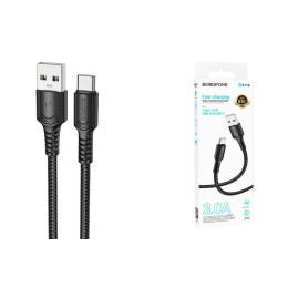Кабель USB - Type-C BOROFONE BX116 (3A/1m/текстиль) черный