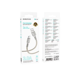 Кабель USB - Type-C BOROFONE BX116 (3A/1m/текстиль) серый