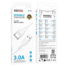 Кабель USB - Type-C BOROFONE BX121 (3A/1m) белый
