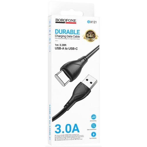 Кабель USB - Type-C BOROFONE BX121 (3A/1m) черный