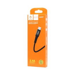 Кабель USB - Type-C DENMEN D02T (2.4A/1m/текстиль) черный
