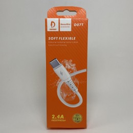 Кабель USB - Type-C DENMEN D07T (2.4A/1m) белый