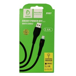 Кабель USB - Type-C DENMEN D16T (3.6A/1m) черный