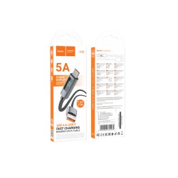 Кабель USB - Type-C HOCO X112 (5A/1m/текстиль/дисплей) черный