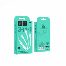 Кабель USB 3 в 1 Lightning/Micro USB/Type-C DENMEN D05E (2.4A/1m/текстиль) белый