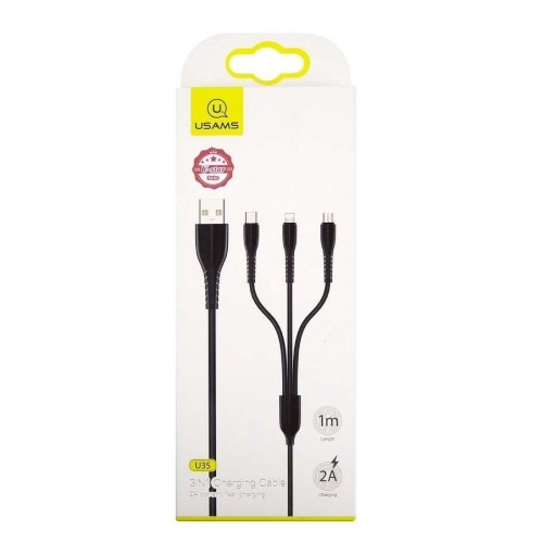 Кабель USB 3 в 1 Lightning/Micro USB/Type-C USAMS SJ367 U35 (2A/1m) черный