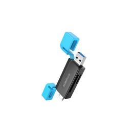 Картридер BOROFONE DH9 (USB3.0/Type-C 3.0/SD+TF3.0) черно-синий
