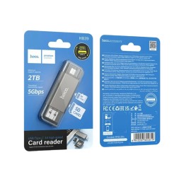 Картридер HOCO HB39 (USB3.0/Type-C/SD/TF) серый металл